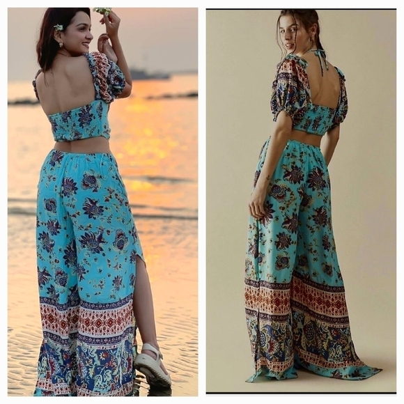Free People bali citrus skies paisley print jumpsuit in bright blue - Picture 2 of 2